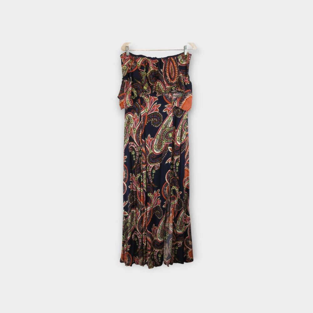 Baltic Born Marley Off-Shoulder Maxi Dress Size XL Navy Pink Red